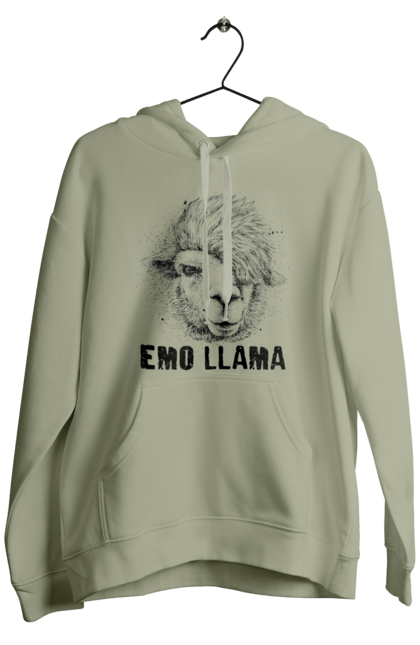 Чоловіче худі з принтом "Емо Лама". Alpaca, animals, distressed, emo, funny, llama, vintage, емо, лама. 2070702