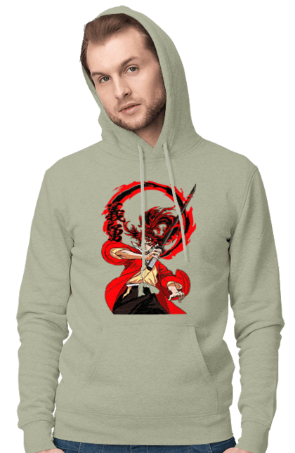 Men's hoodie with prints Demon Slayer Yoriichi Tsugikuni. Anime, demon slayer, manga, tsugikuni, yoriichi, yoriichi tsugikuni. 2070702