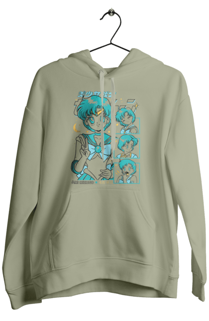 Men's hoodie with prints Sailor Moon Mercury. Ami mizuno, anime, drama, magical girl, sailor mercury, sailor moon, tv series. 2070702