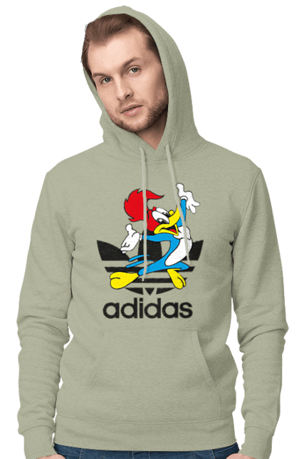 Чоловіче худі з принтом "Adidas Вуді Вудпекер". Adidas, woody woodpecker, адідас, вуді, вуді вудпекер, дятел вуді, мультсеріал. 2070702