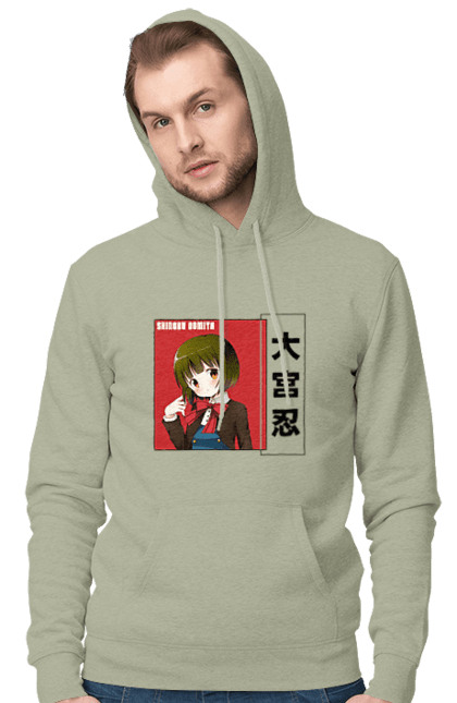 Men's hoodie with prints Kiniro Mosaic Shinobu Omiya. Anime, gold mosaic, kiniro mosaic, kinmoza, manga, shinobu, shinobu omiya. 2070702