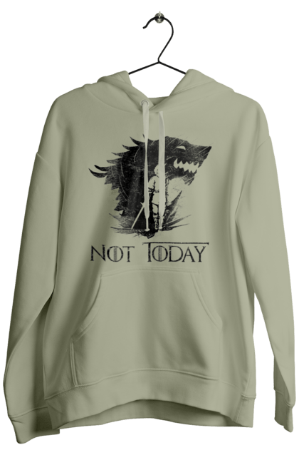 Men's hoodie with prints Game of Thrones Arya. Arya, game, got, not today, stark, starks, thrones, tv show, wolf, wolves. 2070702