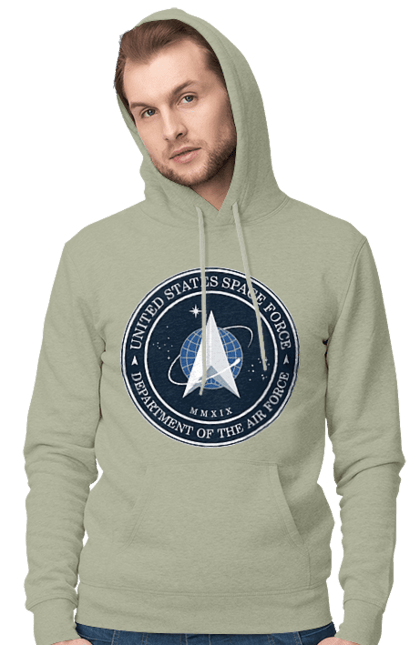 Мужское худи с принтом Космические силы США. Emblem, political, politics, space, space force, space travel, united states, ussf, космические силы, космические силы сша. 2070702