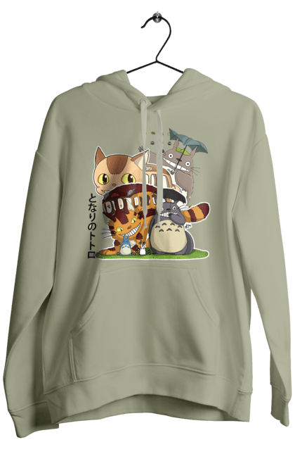 Men's hoodie with prints Totoro. Adventures, anime, comedy drama, fantasy, film, my neighbor totoro, tv series. 2070702