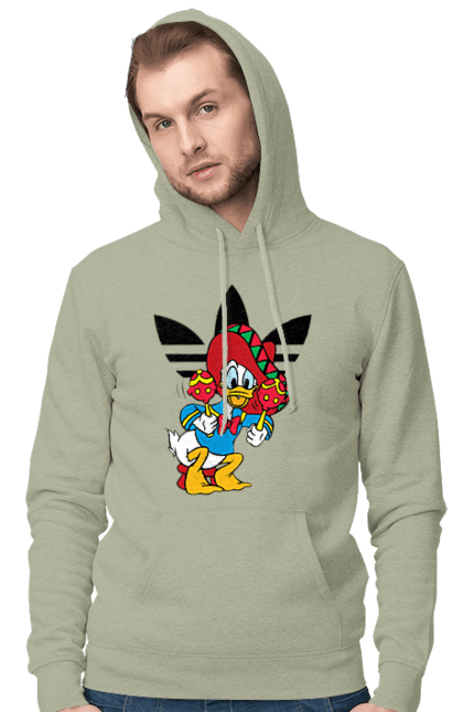 Мужское худи с принтом Adidas Дональд Дак. Adidas, daisy duck, donald duck, адидас, дейзи дак, дональд дак, мультсериал, мультфильм. 2070702