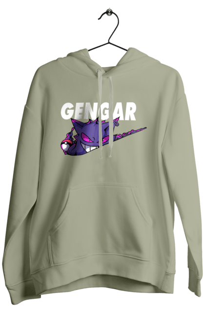 Men's hoodie with prints Pokemon Gengar. Anime, fushigibana, games, gengar, nintendo, pokemon, pokemon go. 2070702