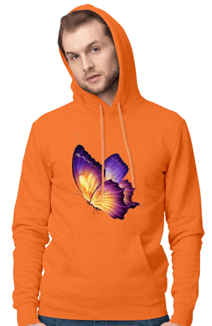 Чоловіче худі з принтом "Фіолетовий метелик". Метелик, фіолетова метелик. CustomPrint.market