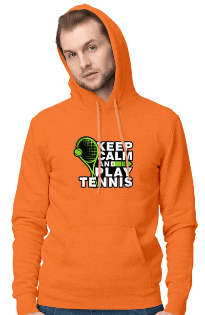 Чоловіче худі з принтом "Keep Calm And Play Tennis". Keep calm, великий теніс, зберігай спокій, спорт, теніс, тенніс. futbolka.stylus.ua