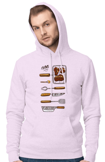 Men`s hoodie with prints Barbecue Party. B-b-q, fry, meat. 2070702
