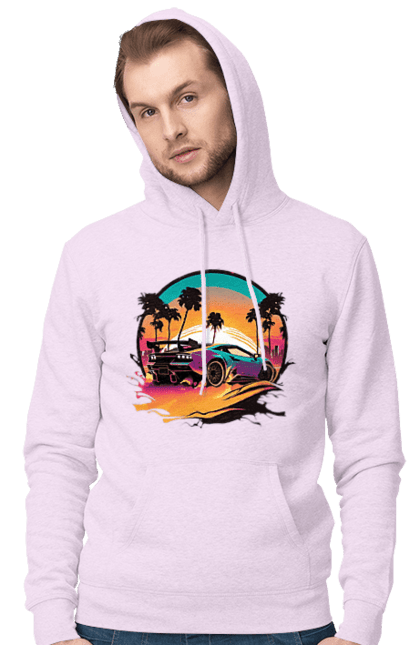 Чоловіче худі з принтом "Ламборджині Сінтвейв". Авто, автомобіль, ламба, ламборджині, машини, сінтвейв. 2070702