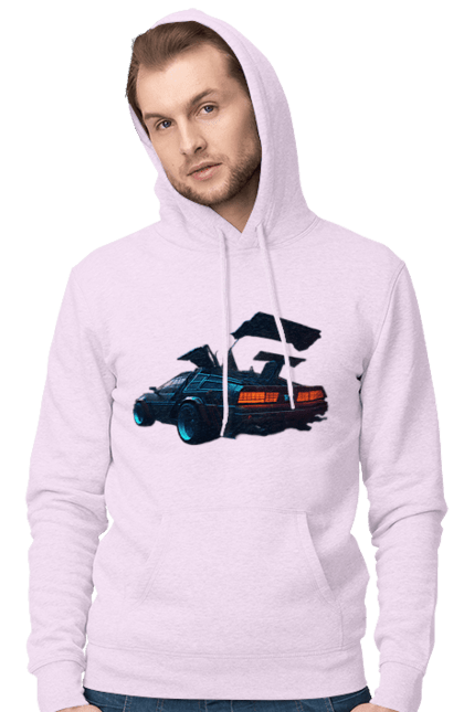 Чоловіче худі з принтом "DeLorean назад у майбутнє". Автомобіль, делореан, з фільму. 2070702