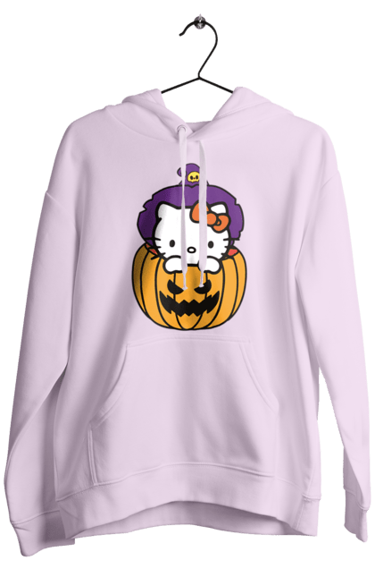 Мужское худи с принтом Хелло Китти Хэллоуин. Halloween, hello kitty, witch, бренд, ведьма, кот, котенок, персонаж, хелло китти, хэллоуин. 2070702