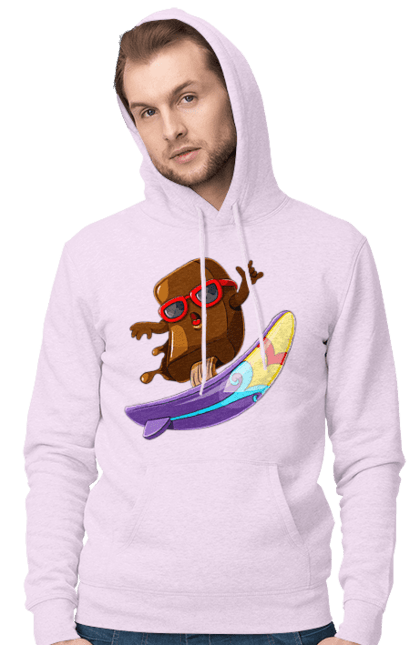 Чоловіче худі з принтом "Мороженко На Серфі". Літо, морозиво, окуляри, серфінг. 2070702