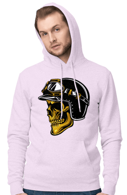 Чоловіче худі з принтом "Череп в мотошоломі". Крутий, очі, череп, шолом. 2070702