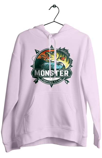 Men`s hoodie with prints Fishing club. Fisherman, fishing, hobby, vacation. 2070702