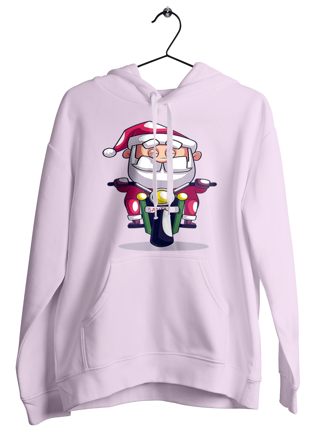 Happy Santa on a motorcycle