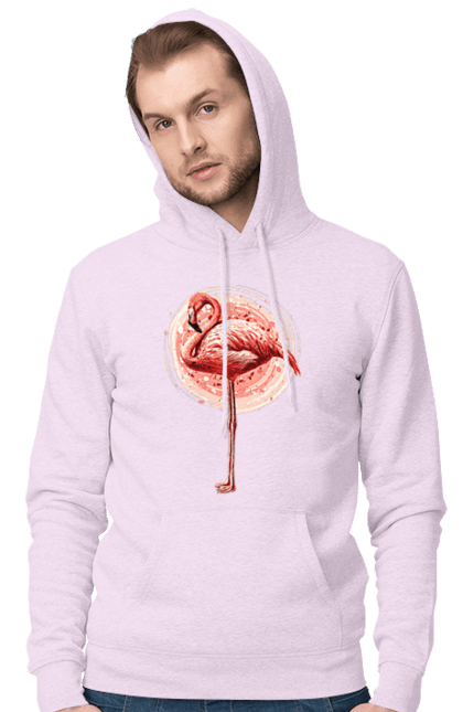 Men`s hoodie with prints Flamingo Art. Animal, flamingo, pink flamingo. 2070702