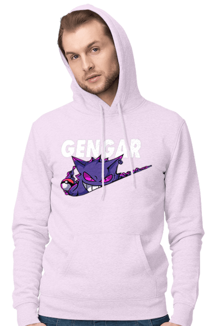 Men's hoodie with prints Pokemon Gengar. Anime, fushigibana, games, gengar, nintendo, pokemon, pokemon go. 2070702