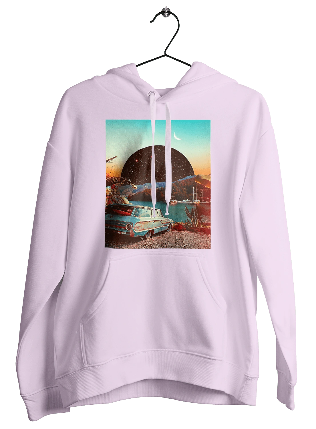 Painting, car by the river