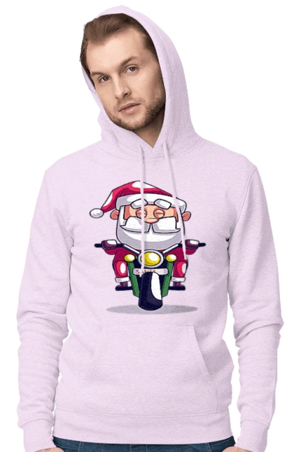 Happy Santa on a motorcycle