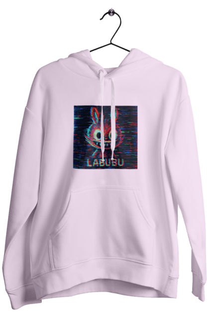 Чоловіче худі з принтом "Лабубу". Crt, rgb, глітч, кіберпанк, лабубу, пікселі, ретро, спотворення, цифрове мистецтво, шум. 2070702