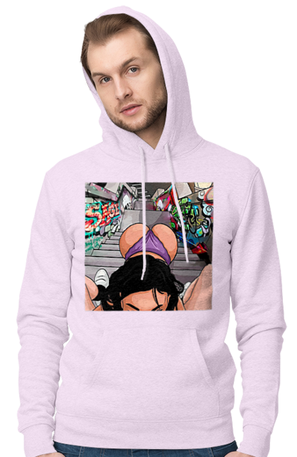 Чоловіче худі з принтом "Дівчина На Колінах Перед Хлопчиною". Гола, жопа, на колінах, смоктати. 2070702