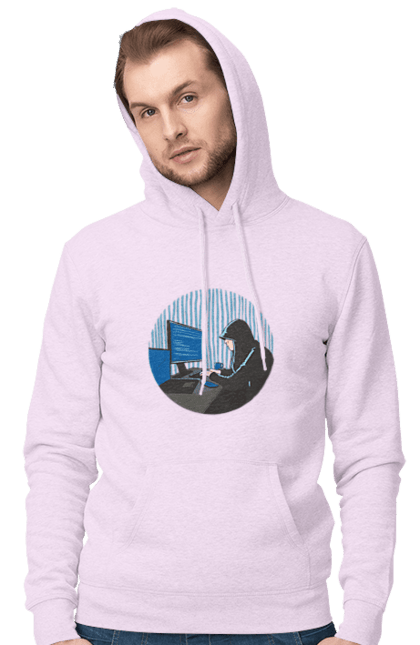 Чоловіче худі з принтом "Хакер". Бінарний, гік, програміст, хакер. 2070702