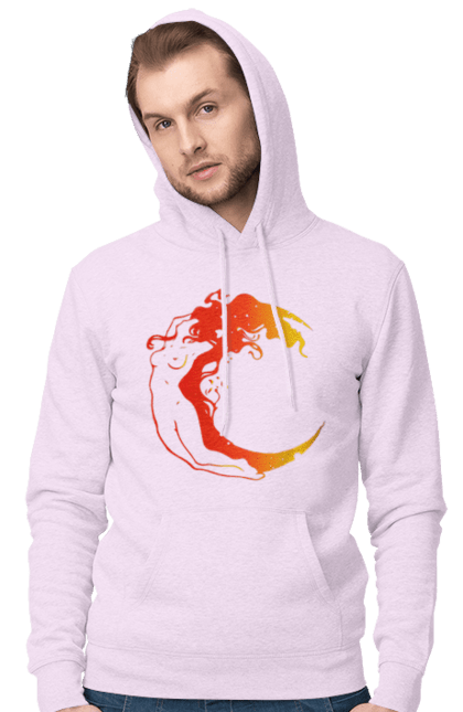 Чоловіче худі з принтом "Дівчина місяць". Дівчина, зірки, космічне, космос, місяць. 2070702