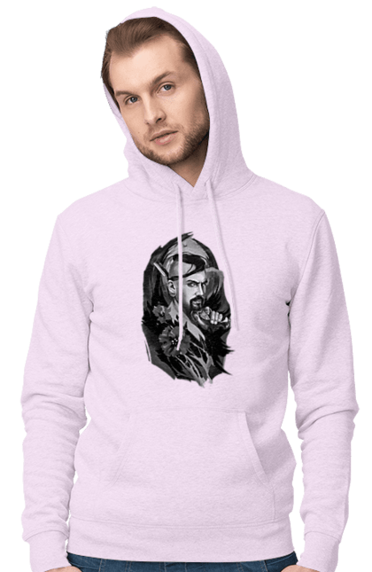 Men`s hoodie with prints Cossack. Cossack, forelock, good ukrainian, pistol, tickets, vusa. 2070702