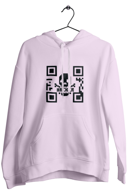 Чоловіче худі з принтом "Хакер hacker". Geek, hacker, ios, qr code, qr код, ай ті, айтішник, геймер, гік, іт, мем, позитив, пранк, програміст, розробник, хакер. 2070702