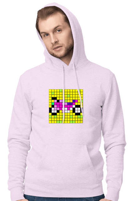 Men`s hoodie with prints Pixel Bike. Bike, bright, color, motorcycle, pixel. 2070702
