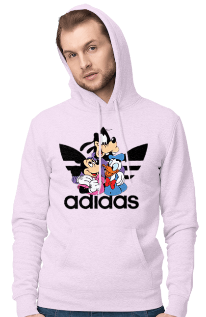 Мужское худи с принтом Adidas Микки Маус. Adidas, mickey mouse, адидас, дисней, микки, микки маус, мультфильм. 2070702