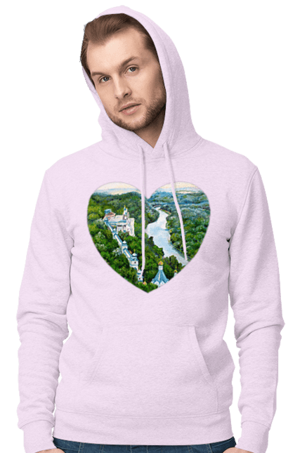 Men`s hoodie with prints Святогорская лавра. Church, donetsk region, forest, landscape, monastery, river, svyatogorsk, ukraine. 2070702