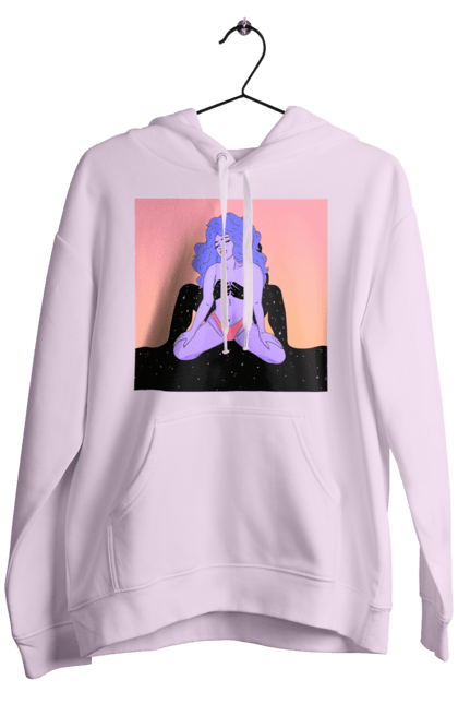 Чоловіче худі з принтом "Фіолетова Дівчина В Трусиках". Інопланетянка, у трусах. 2070702