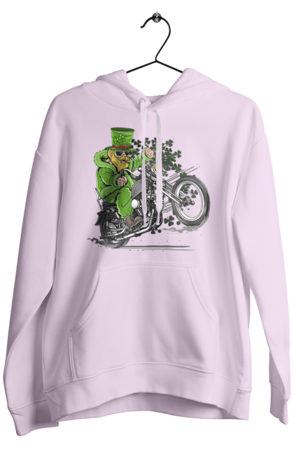 Men`s hoodie with prints Patrick On A Motorcycle. Holiday, motorcycle, patrick. 2070702