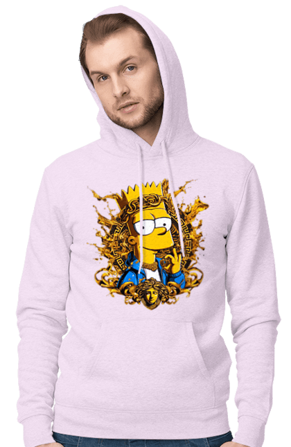 Men's hoodie with prints Bart Simpson Versace. Bart, cartoon, serial, simpson, versace. 2070702