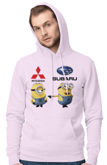 Чоловіче худі з принтом "Minion Субару". Авто, машини, міньйони, мітсубісі, субару. 2070702