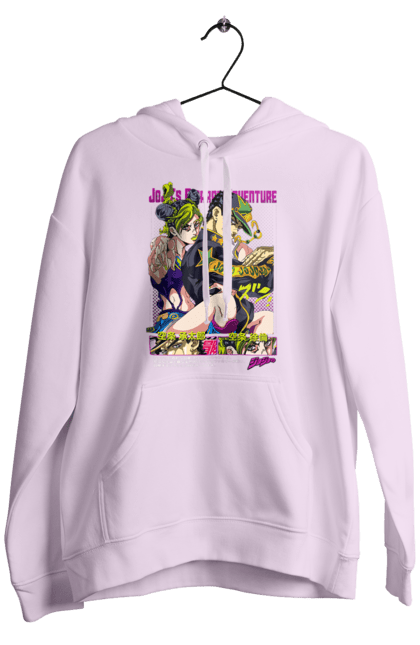 Men's hoodie with prints JOJO Jolyne Cujoh. Anime, jojo, jojo`s bizarre adventure, jojo’s bizarre adventure, jolyne cujoh, manga. 2070702