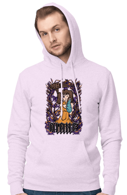 Men's hoodie with prints Seven Deadly Sins Diane. Adventures, anime, comedy, diana, diane, fantasy, manga, seven deadly sins. 2070702