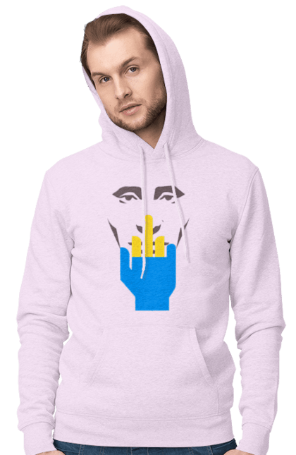 Чоловіче худі з принтом "Путін Хуйло". Все, голова путіна, доброго вечора, йди нахуй, мертвий москаль, москалі, орки, путін хуйло, російський військовий, середній палець. 2070702