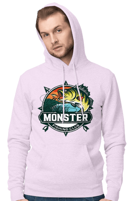 Men`s hoodie with prints Fishing club. Fisherman, fishing, hobby, vacation. 2070702