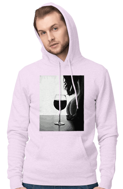 Чоловіче худі з принтом "Келих вина". Вино у келиху, грація, знову п`ятниця, очікування, тіло жінки, форми жіночого тіла. 2070702