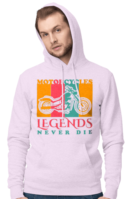 Чоловіче худі з принтом "мотоцикл легенда". Легенда, мотоспорт, мотоцикл. 2070702