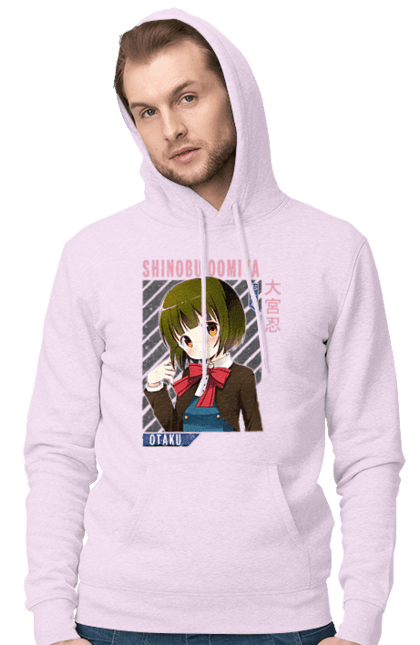 Men's hoodie with prints Kiniro Mosaic Shinobu Omiya. Anime, gold mosaic, kiniro mosaic, kinmoza, manga, shinobu, shinobu omiya. 2070702