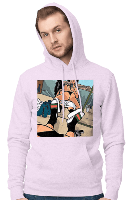 Чоловіче худі з принтом "Голе Селфі У Дзеркалі". Жопа, зверху, селфі. 2070702