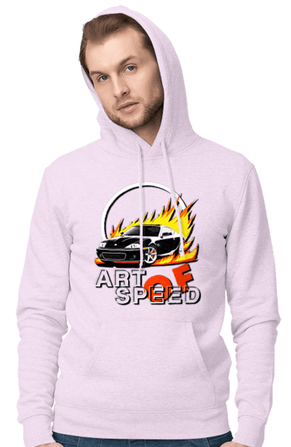 Men`s hoodie with prints Car on fire. Auto, car on fire, drift, race, speed, sport, sports car. 2070702