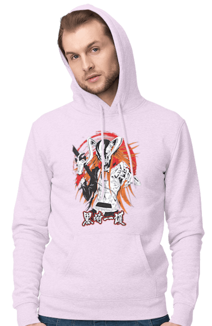 Men's hoodie with prints Bleach Ichigo Kurosaki. Anime, bleach, ichigo, ichigo kurosaki, manga. 2070702