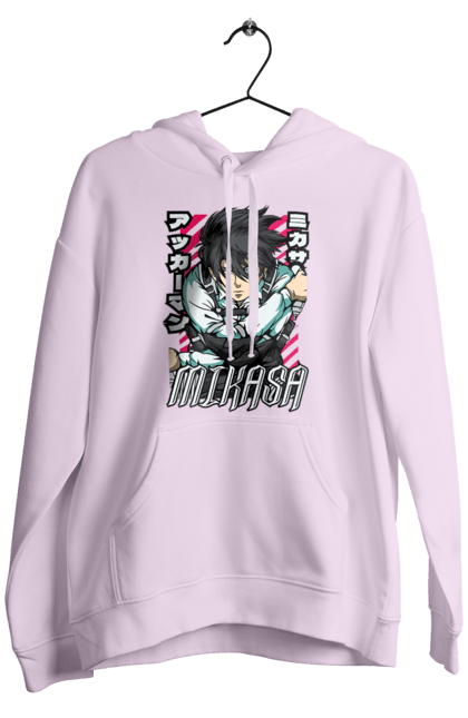 Men's hoodie with prints Attack on Titan Mikasa Ackerman. Action film, anime, attack on titan, manga, mikasa, mikasa ackerman, post-apocalyptic. 2070702