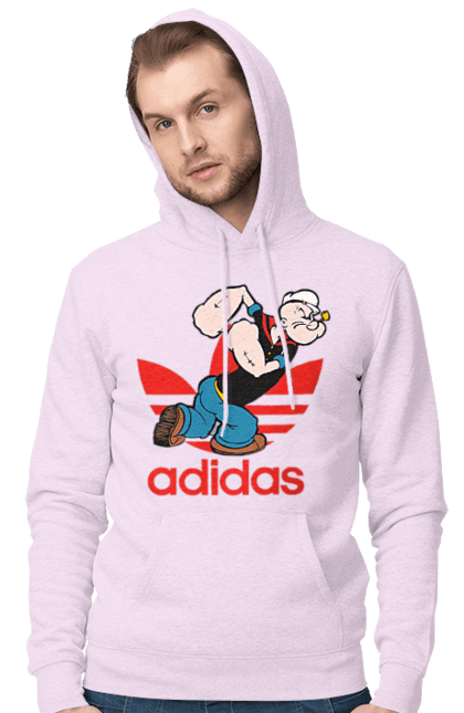 Чоловіче худі з принтом "Adidas Моряк Попай". Adidas, popeye the sailor, адідас, комікс, моряк, мультфільм, серіал, трубка. 2070702