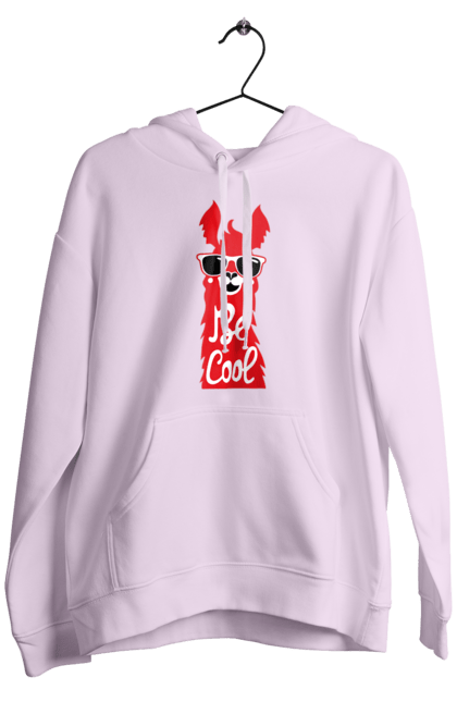 Men`s hoodie with prints Cool llama. Animals, cool, glasses, lama. 2070702